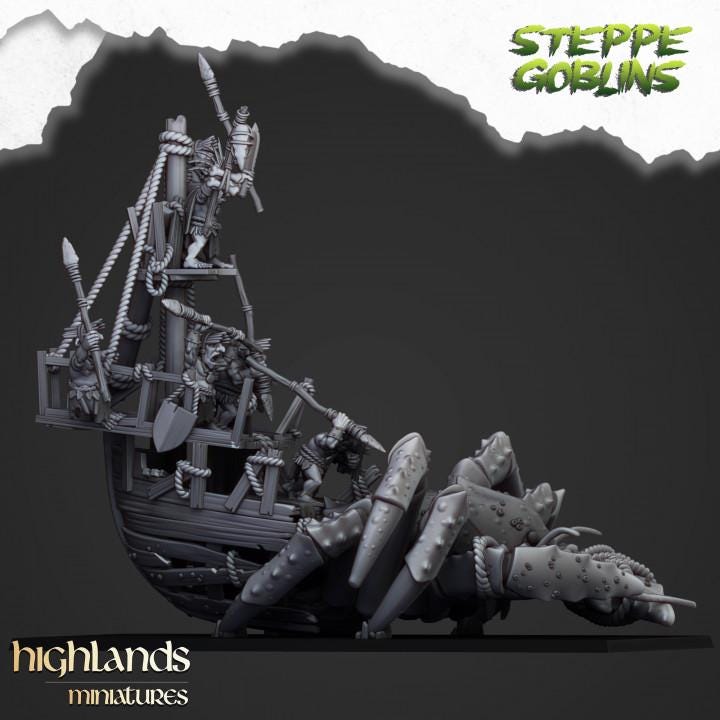 Mounted Coast Goblins on Giant Crab Highland Miniatures Various Scales (US tariffs are pre-paid by us)