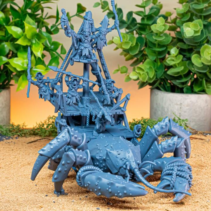 Mounted Coast Goblins on Giant Crab Highland Miniatures Various Scales (US tariffs are pre-paid by us)