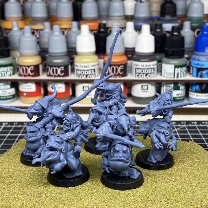 Swamp Goblins Frog Riders and Frog Riders with Sticks 5 models Highland Miniatures Various Scales (US tariffs are pre-paid by us)