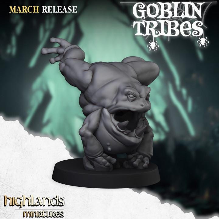 Swamp Goblins Herd 10 Frogs 5 Herders Highland Miniatures Various Scales (US tariffs are pre-paid by us)