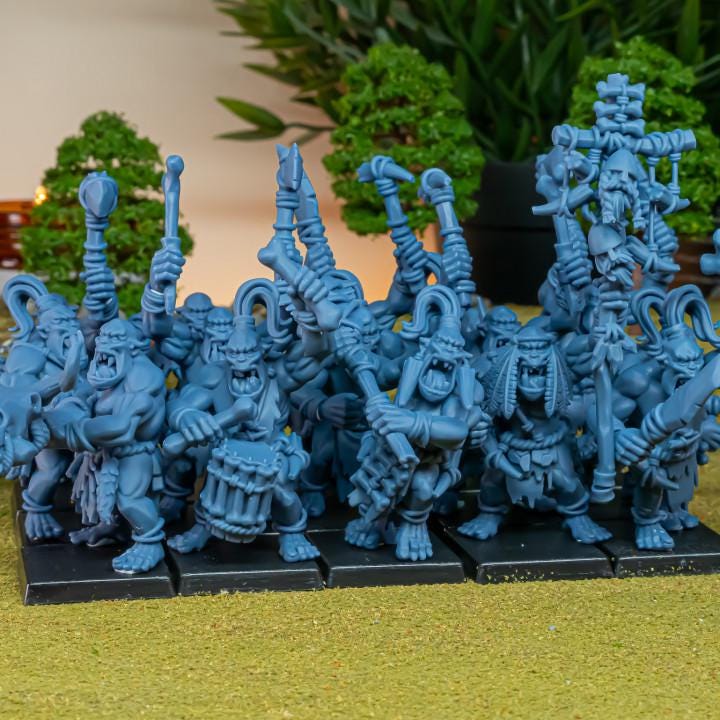 Cave Orcs with Command 10 models Highland Miniatures Various Scales (US tariffs are pre-paid by us)