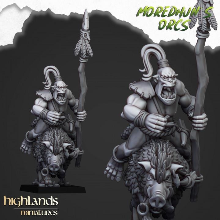 Mounted Cave Orcs with Command 10 models Highland Miniatures Various Scales (US tariffs are pre-paid by us)