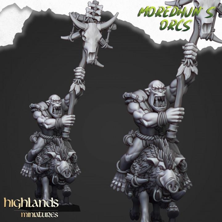 Mounted Cave Orcs with Command 10 models Highland Miniatures Various Scales (US tariffs are pre-paid by us)
