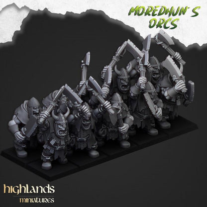 Orc Warriors with Hand Weapons and Command 10 models Highland Miniatures Various Scales (US tariffs are pre-paid by us)