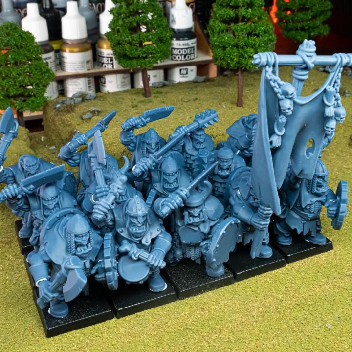 Orc Warriors with Hand Weapons and Command 10 models Highland Miniatures Various Scales (US tariffs are pre-paid by us)