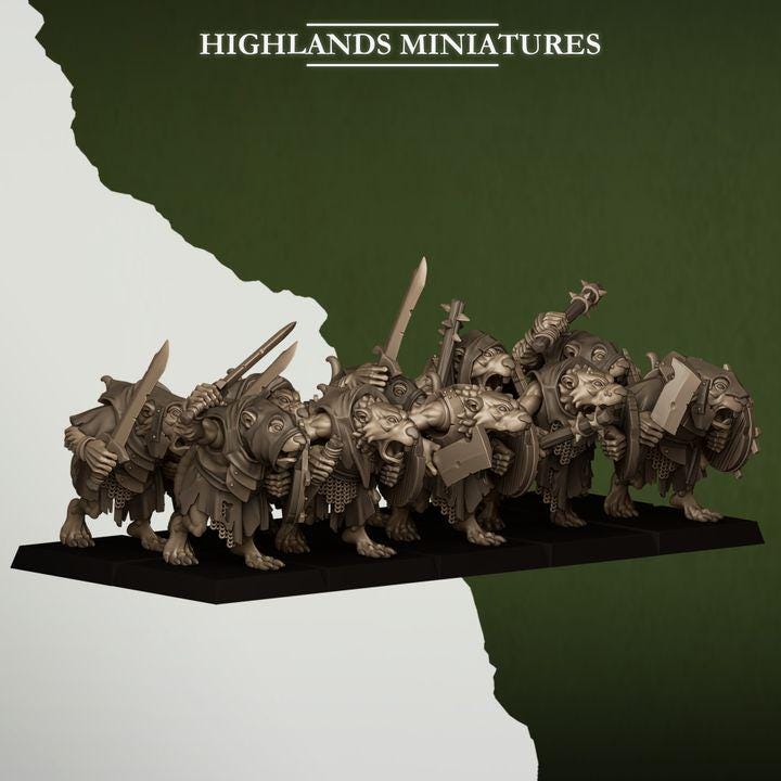 Sewer Rats with Command Sever Vermin 10 models Highland Miniatures Various Scales (US tariffs are pre-paid by us)