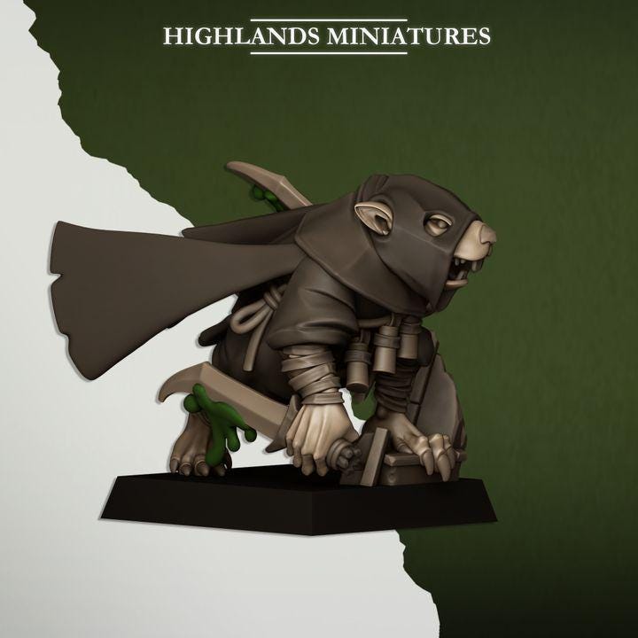 Sewer Vermin Assassins 3 models Highland Miniatures Various Scales (US tariffs are pre-paid by us)