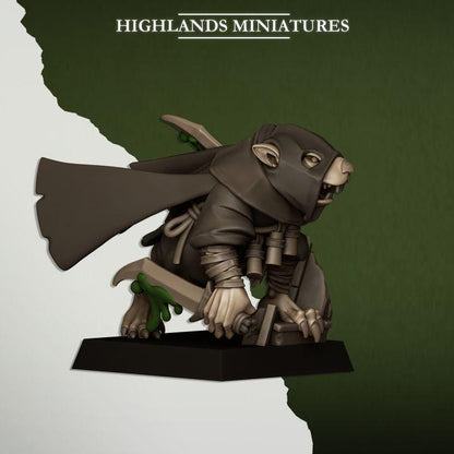 Sewer Vermin Assassins 3 models Highland Miniatures Various Scales (US tariffs are pre-paid by us)