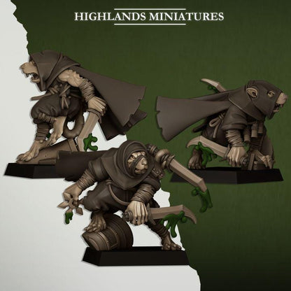 Sewer Vermin Assassins 3 models Highland Miniatures Various Scales (US tariffs are pre-paid by us)