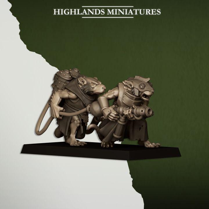 Sewer Vermin Heavy Weapons Teams Highland Miniatures Various Scales (US tariffs are pre-paid by us)