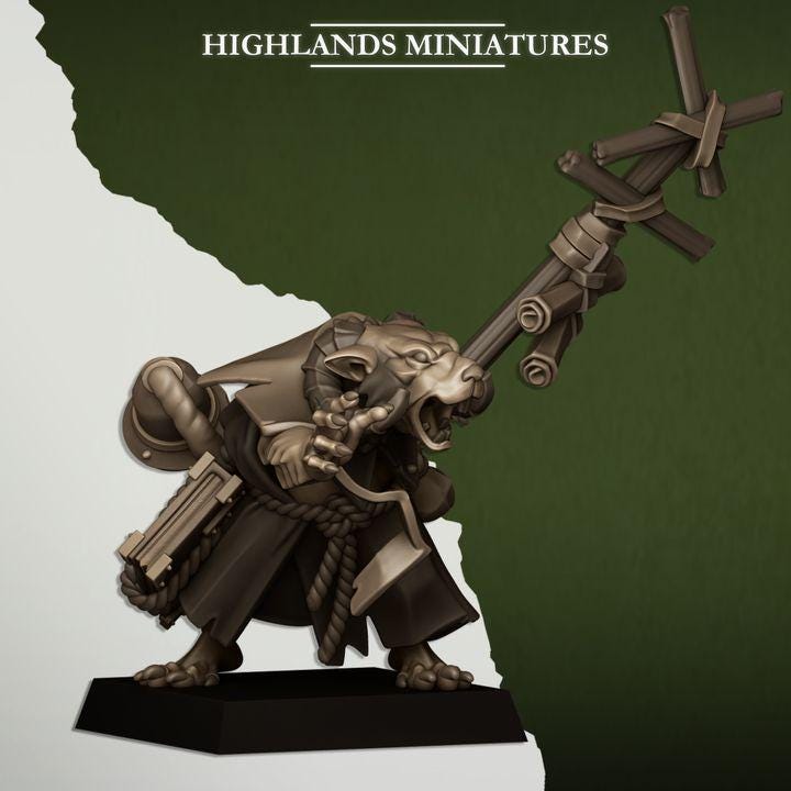 Sewer Vermin Warlock Highland Miniatures Hero Various Scales (US tariffs are pre-paid by us)