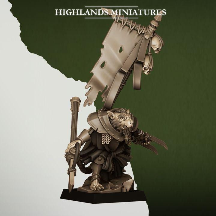 Sewer Vermin Warlord with Modular Weapons Highland Miniatures Hero Various Scales (US tariffs are pre-paid by us)