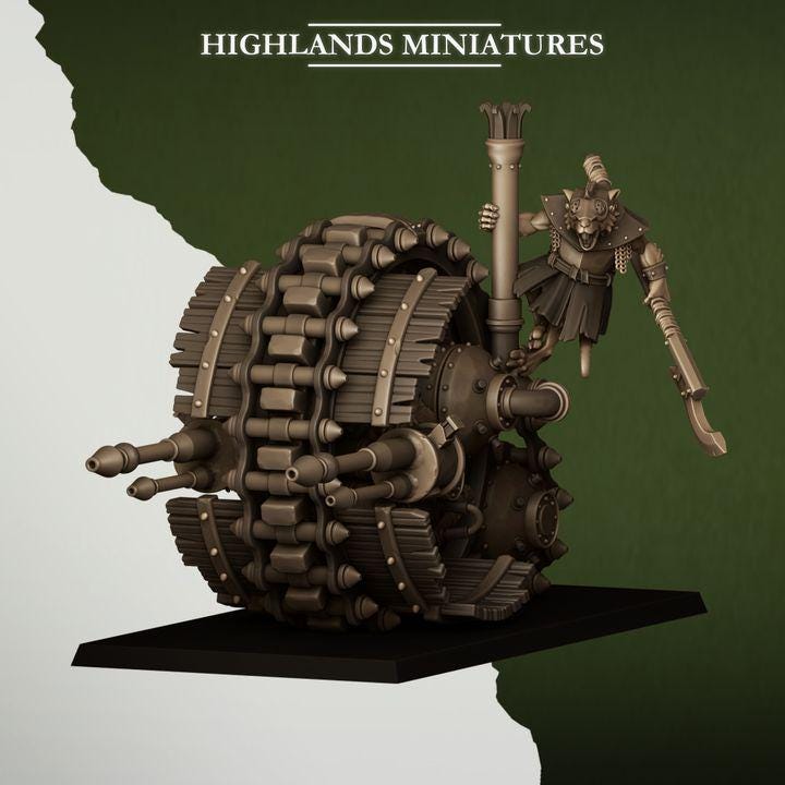 Sewer Vermin Wheeled Engine Highland Miniatures Various Scales (US tariffs are pre-paid by us)