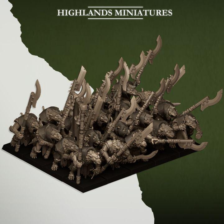 Sewer Vermin Vanguard with Command 10 models Highland Miniatures Various Scales (US tariffs are pre-paid by us)