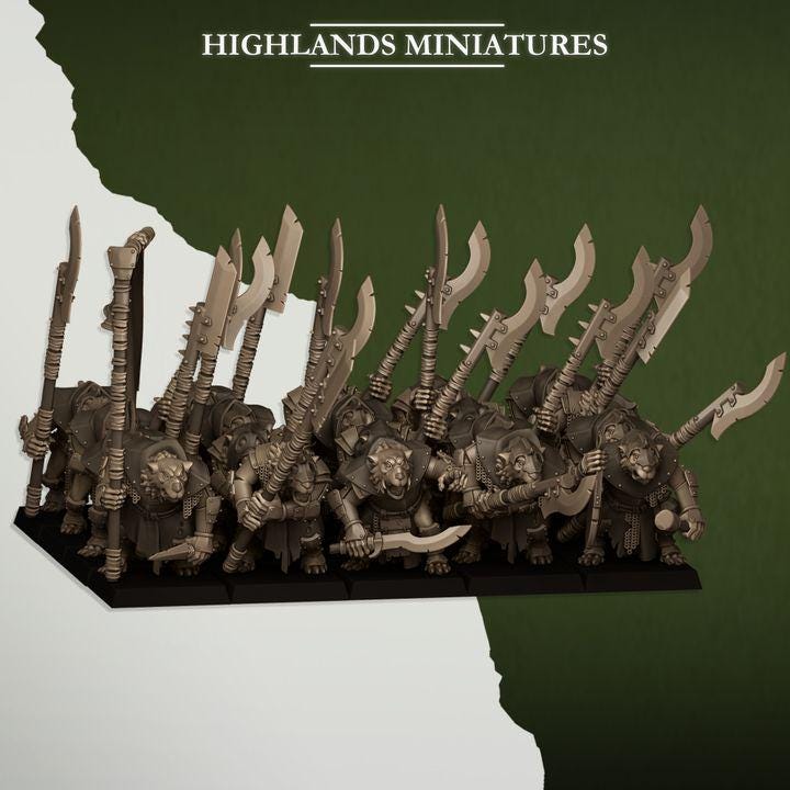 Sewer Vermin Vanguard with Command 10 models Highland Miniatures Various Scales (US tariffs are pre-paid by us)