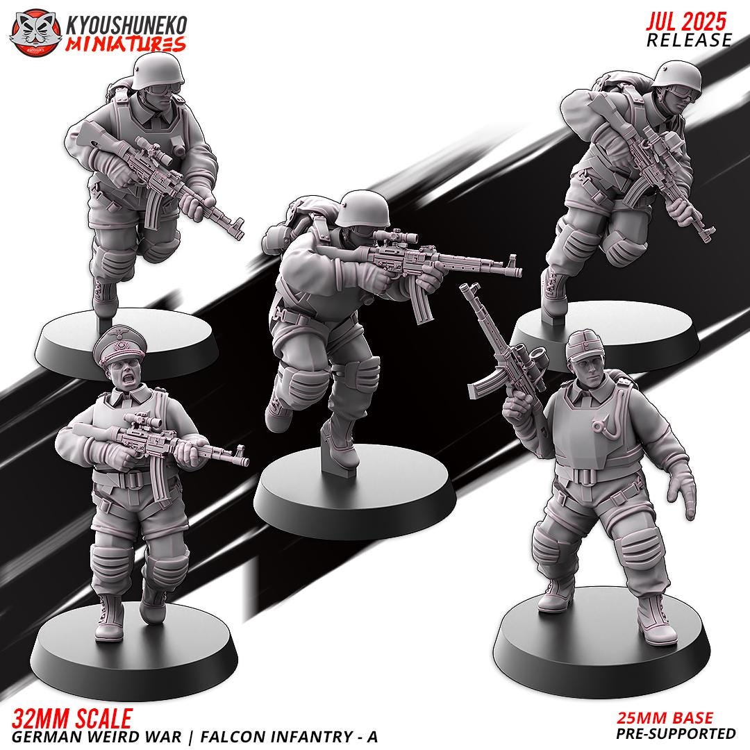 German Weird War Falcon Infantry (10 models) Various Scales SF Wargaming (US tariffs are pre-paid by us)