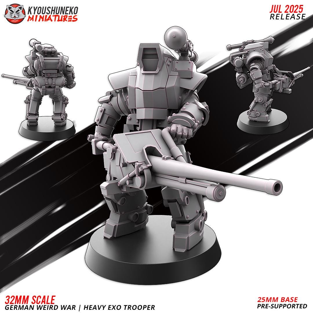 German Weird War Heavy Exo Trooper Infantry (5 models) Various Scales SF Wargaming (US tariffs are pre-paid by us)
