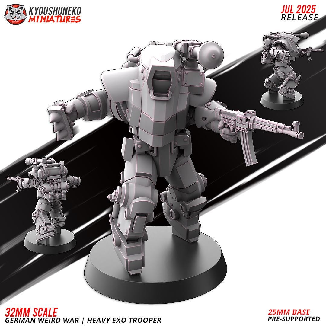 German Weird War Heavy Exo Trooper Infantry (5 models) Various Scales SF Wargaming (US tariffs are pre-paid by us)