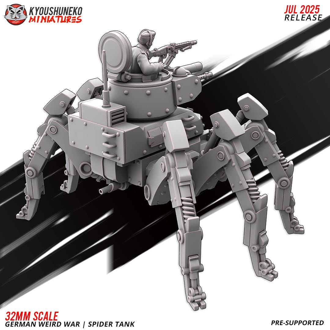 German Weird War Spider Tank Various Scales SF Wargaming (US tariffs are pre-paid by us)
