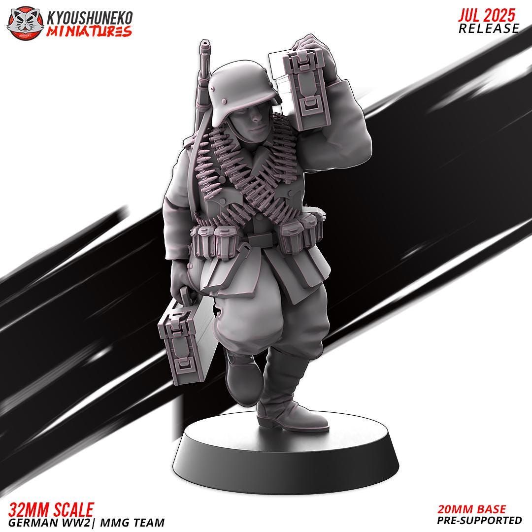 WWII German MMG Team (3 models) Various Scales Historical Wargaming (US tariffs are pre-paid by us)