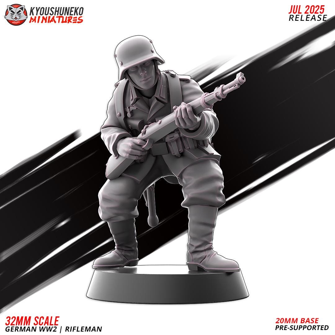 WWII German Infantry Riflemen Squad (10 models) Various Scales Historical Wargaming (US tariffs are pre-paid by us)