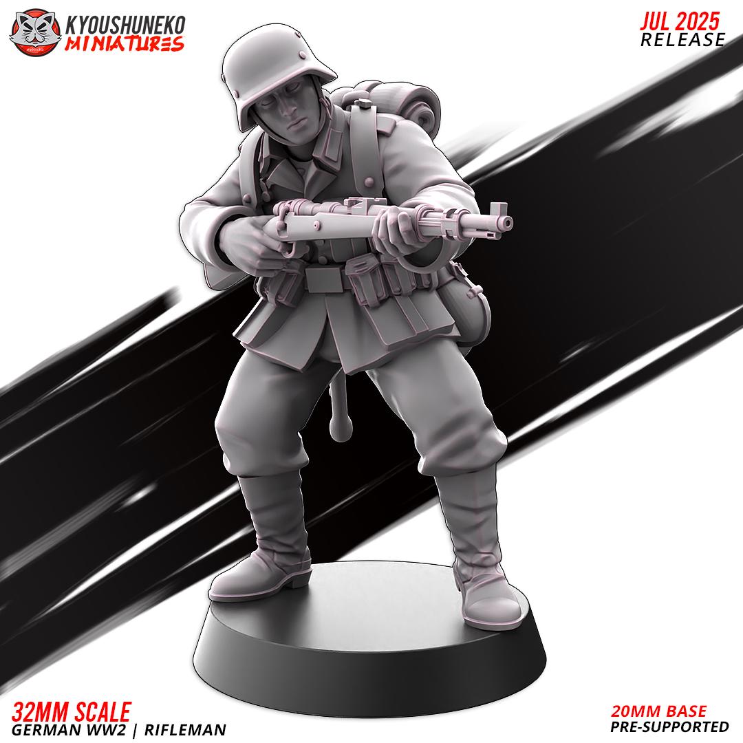 WWII German Infantry Riflemen Squad (10 models) Various Scales Historical Wargaming (US tariffs are pre-paid by us)