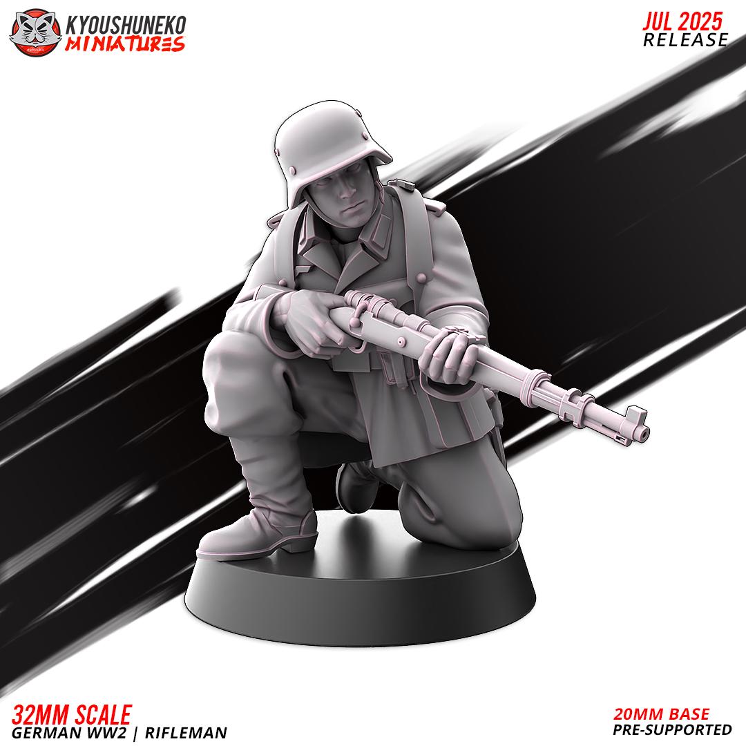 WWII German Infantry Riflemen Squad (10 models) Various Scales Historical Wargaming (US tariffs are pre-paid by us)