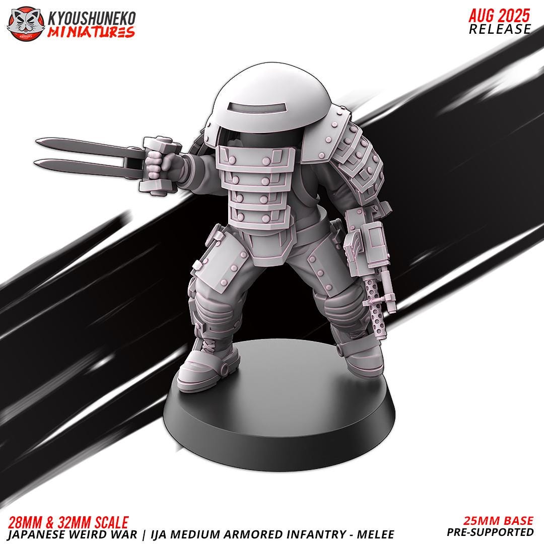 WWII Weird War IJA Japanese Medium Armoured Mele Infantry (5 models) Various Scales Historical Wargaming (US tariffs are pre-paid by us)