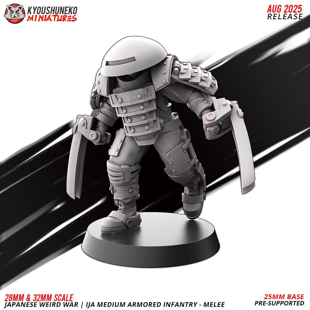 WWII Weird War IJA Japanese Medium Armoured Mele Infantry (5 models) Various Scales Historical Wargaming (US tariffs are pre-paid by us)