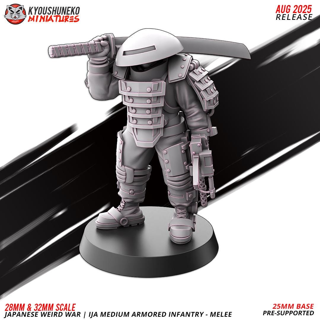 WWII Weird War IJA Japanese Medium Armoured Mele Infantry (5 models) Various Scales Historical Wargaming (US tariffs are pre-paid by us)