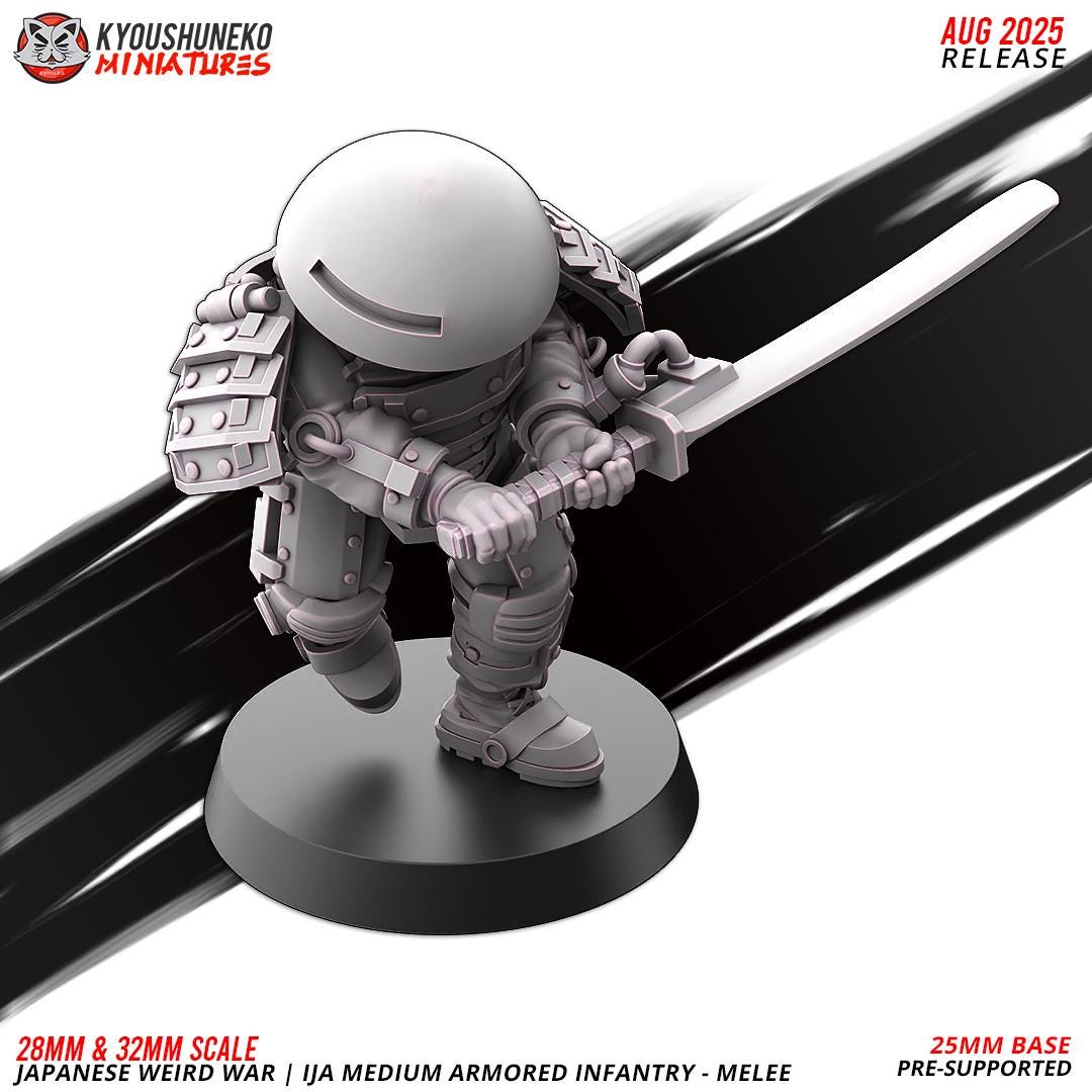 WWII Weird War IJA Japanese Medium Armoured Mele Infantry (5 models) Various Scales Historical Wargaming (US tariffs are pre-paid by us)