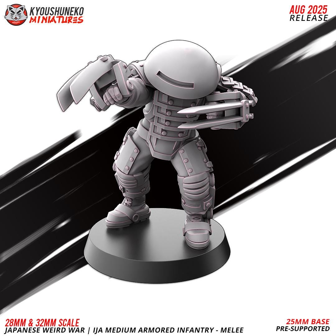 WWII Weird War IJA Japanese Medium Armoured Mele Infantry (5 models) Various Scales Historical Wargaming (US tariffs are pre-paid by us)