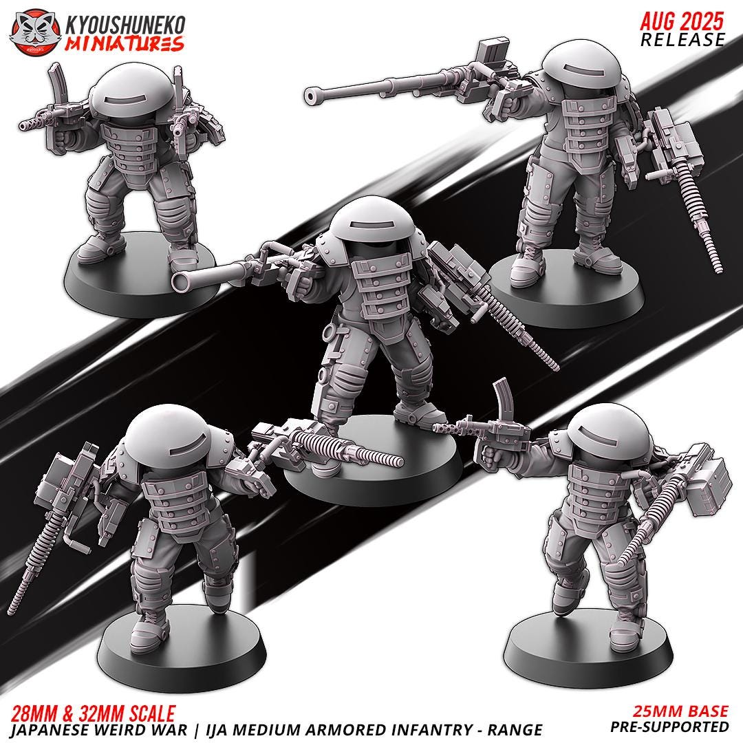 WWII Weird War IJA Japanese Medium Armoured Ranged Infantry (5 models) Various Scales Historical Wargaming (US tariffs are pre-paid by us)