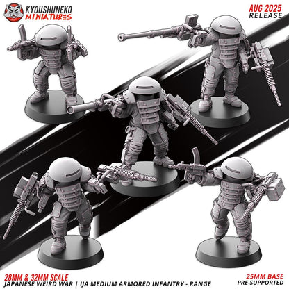 WWII Weird War IJA Japanese Medium Armoured Ranged Infantry (5 models) Various Scales Historical Wargaming (US tariffs are pre-paid by us)