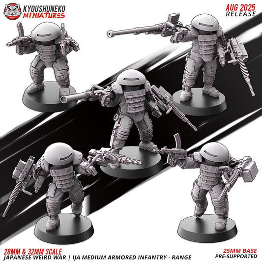 WWII Weird War IJA Japanese Medium Armoured Ranged Infantry (5 models) Various Scales Historical Wargaming (US tariffs are pre-paid by us)