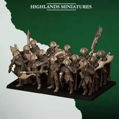 Fantasy Wargaming Feral Elves Axmen Unit with Command Group 10 models Highland Miniatures Various Scales (US tariffs are pre-paid by us)