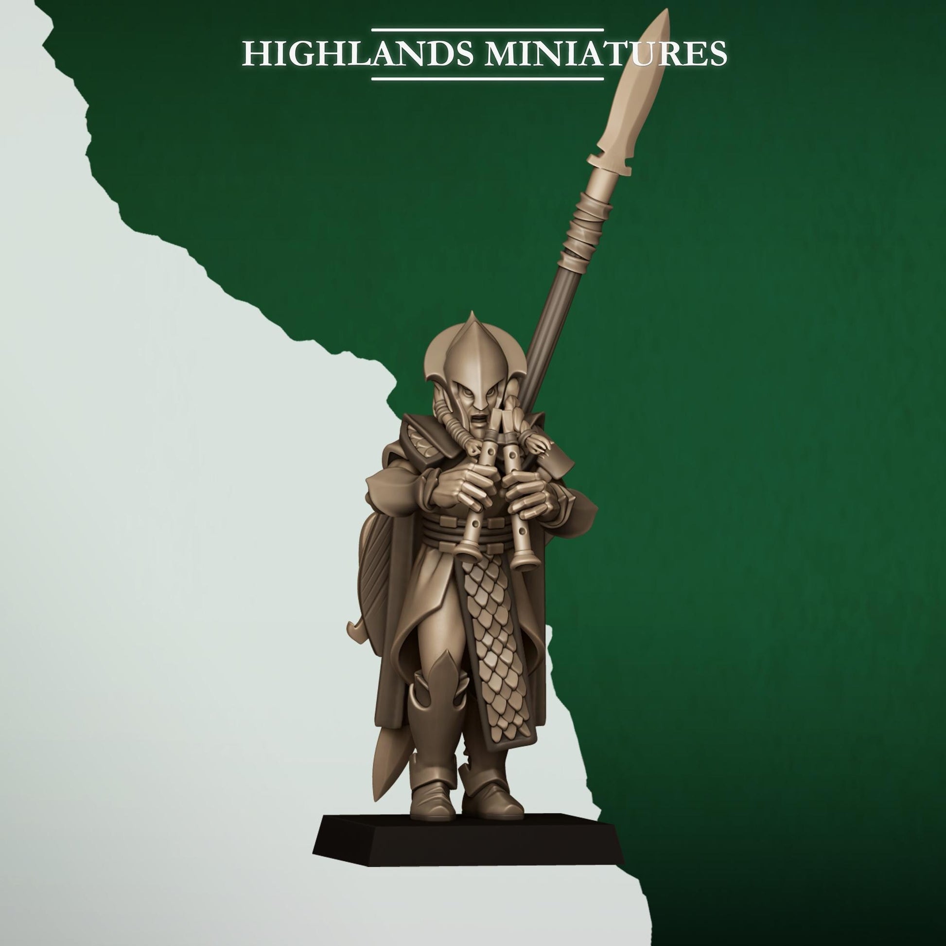 Fantasy Wargaming Feral Elves Spearmen Unit with Command Group 10 models Highland Miniatures Various Scales (US tariffs are pre-paid by us)