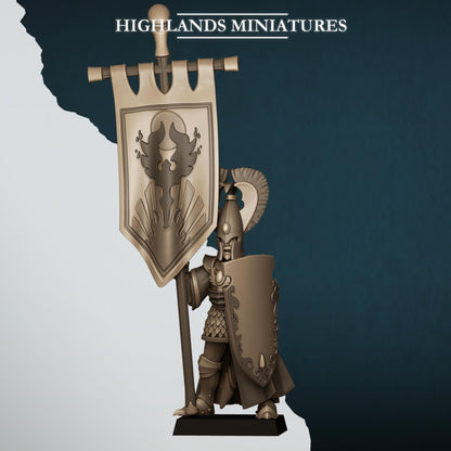 Aegean Elf Standard Bearer Mounted and Dismounted Highland Miniatures Hero Various Scales (US tariffs are pre-paid by us)