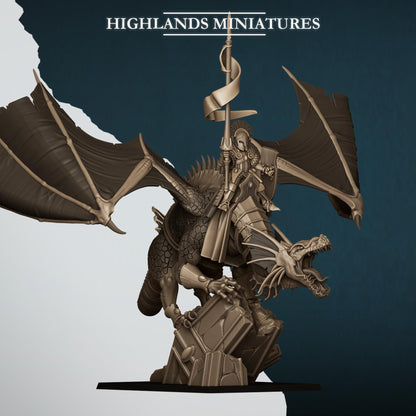 Fantasy Wargaming Aegean Elves Dragon with Scenic Base and 2 Riders Highland Miniatures Hero Various Scales