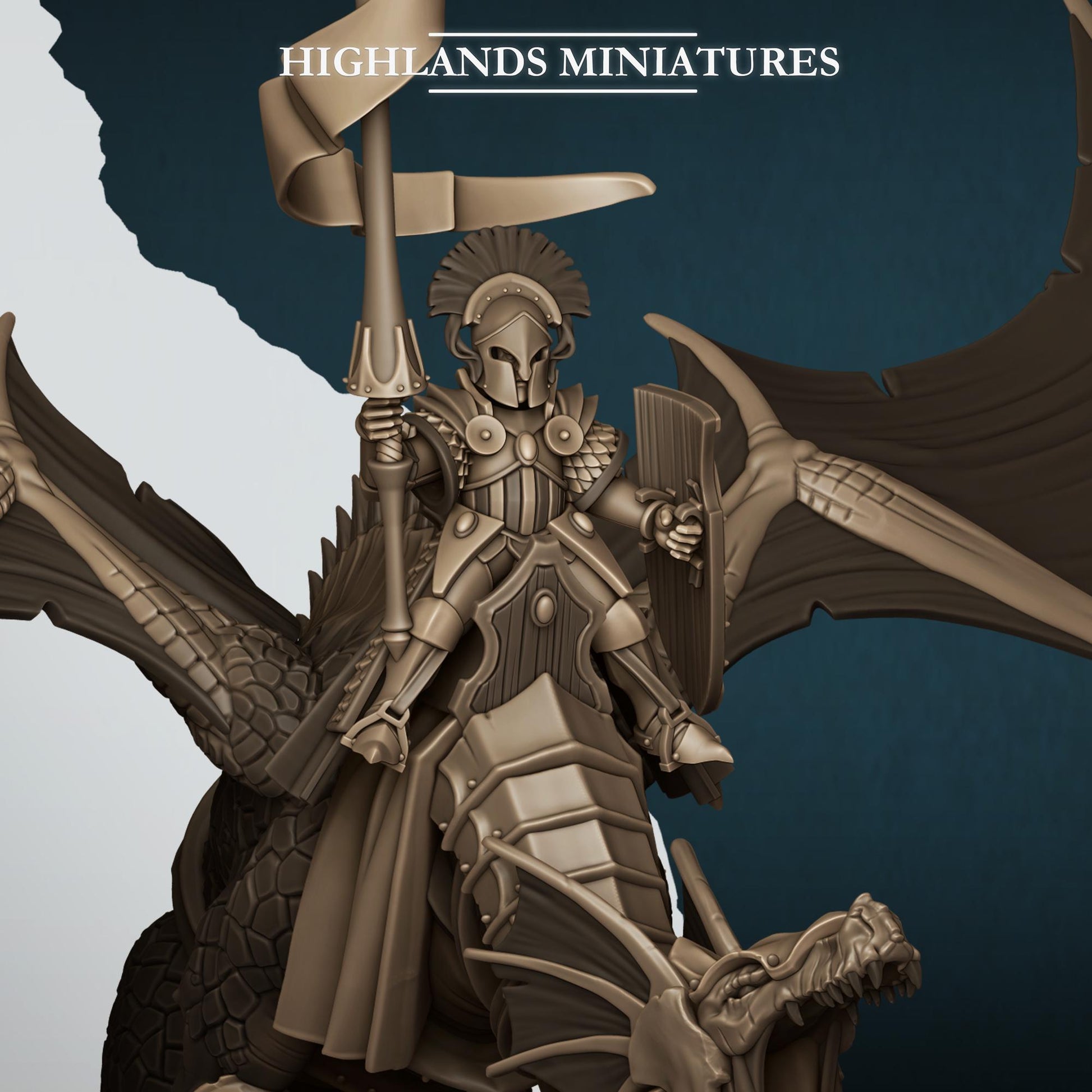 Fantasy Wargaming Aegean Elves Dragon with Scenic Base and 2 Riders Highland Miniatures Hero Various Scales