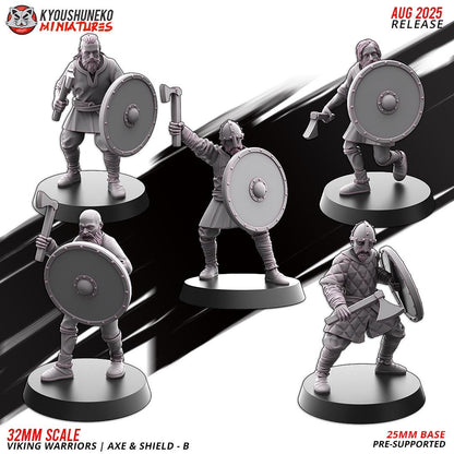 Medieval Viking Warriors with Axes and Shields Unit (10 Models) Various Scales Historical Wargaming (US tariffs are pre-paid by us)