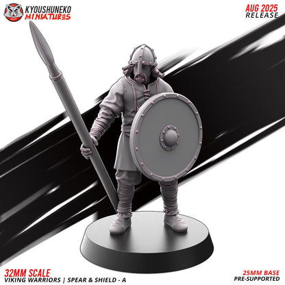 Medieval Viking Warriors with Spears and Shields Unit (10 Models) Various Scales Historical Wargaming (US tariffs are pre-paid by us)