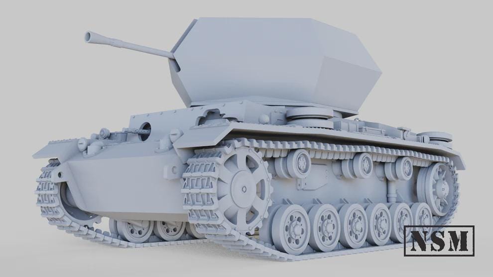 WWII German Flakpanzer III Tank with Crew Various Scales Historical Wargaming (US tariffs are pre-paid by us)