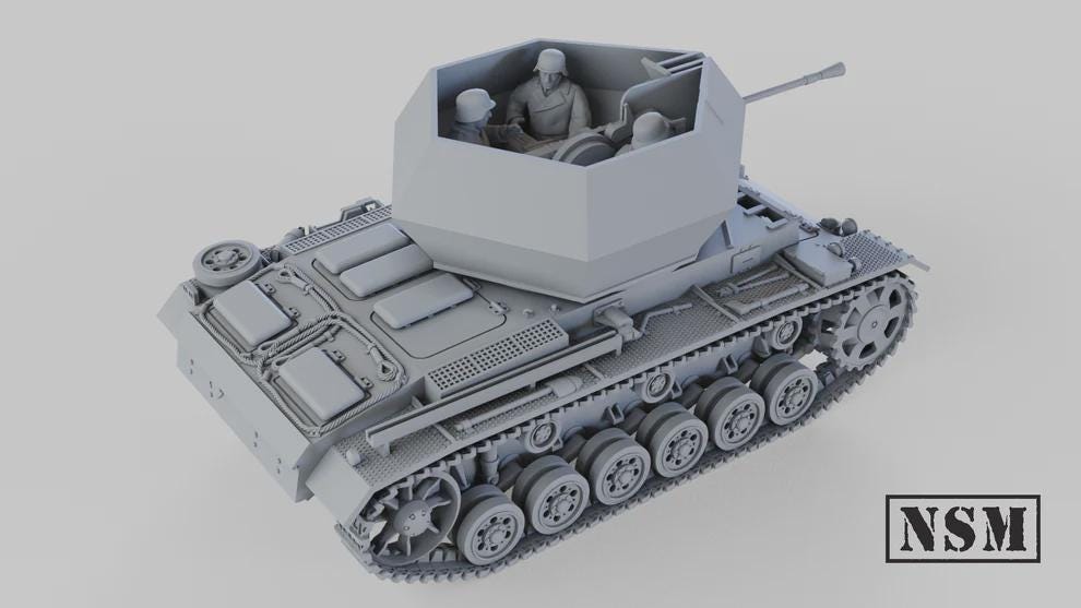 WWII German Flakpanzer III Tank with Crew Various Scales Historical Wargaming (US tariffs are pre-paid by us)