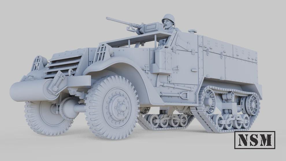 WWII US M2 Halftrack Mid Production Various Scales Historical Wargaming (US tariffs are pre-paid by us)
