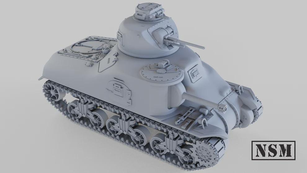 WWII US M3 and M3A1 M3A2 Lee Tank (1 model) Various Scales Historical Wargaming (US tariffs are pre-paid by us)