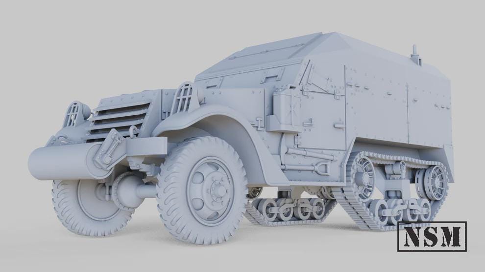 WWII US M3 Halftrack Command Variant Various Scales Historical Wargaming (US tariffs are pre-paid by us)