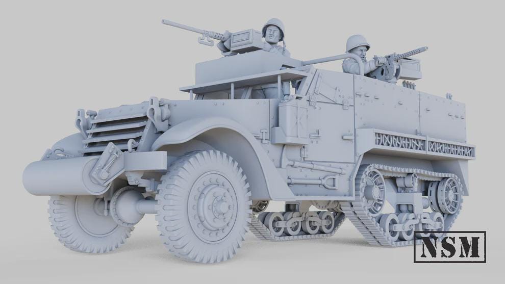 WWII US M3A1 Halftrack with Crew Various Scales Historical Wargaming (US tariffs are pre-paid by us)