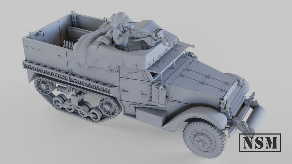 WWII US M3A1 Halftrack with Crew Various Scales Historical Wargaming (US tariffs are pre-paid by us)