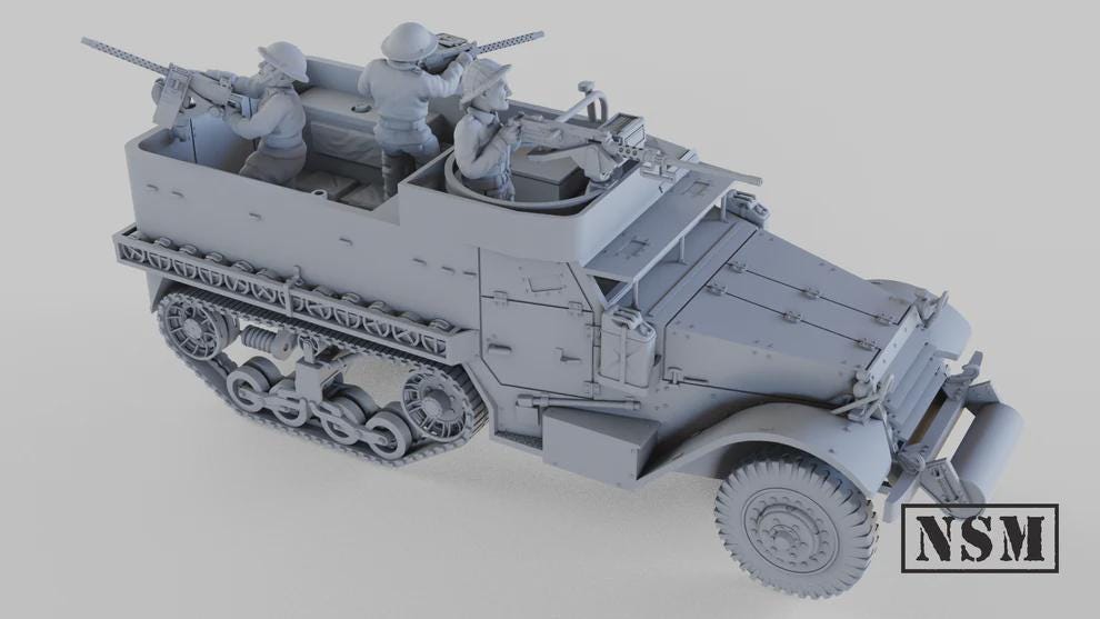 WWII British M9A1 Halftrack with Crew Various Scales Historical Wargaming (US tariffs are pre-paid by us)